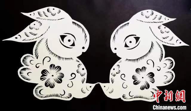 圖為甘肅“非遺人”創(chuàng)作的剪紙兔。(資料圖) 甘肅省非遺保護中心供圖