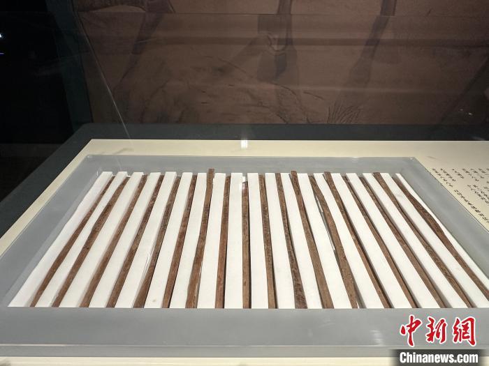 圖為甘肅簡牘博物館展陳的漢簡。中新社記者 戴文昌 攝