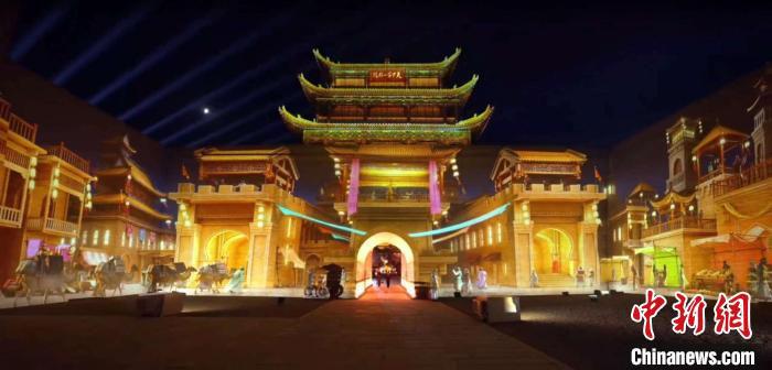 2024年7月15日，甘肅嘉峪關(guān)開啟“夜游”模式。圖為夜游燈光劇《天下嘉峪關(guān)》光影效果。(甘肅嘉峪關(guān)關(guān)城景區(qū)供圖)