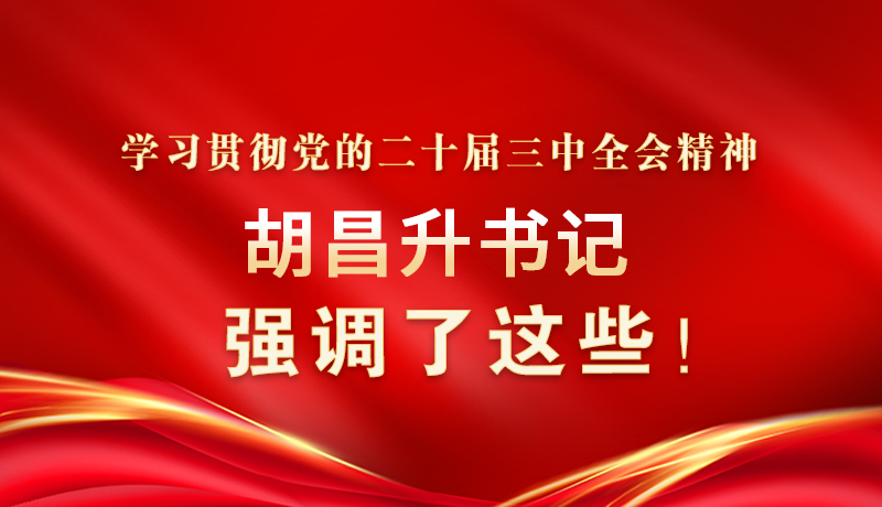 圖解|學(xué)習(xí)貫徹黨的二十屆三中全會(huì)精神 胡昌升書(shū)記強(qiáng)調(diào)了這些！